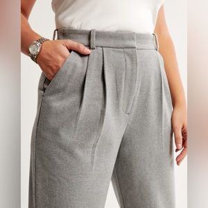 Abercrombie Grey Tailored Brushed Suiting Wide Leg Pants Size XXL Long